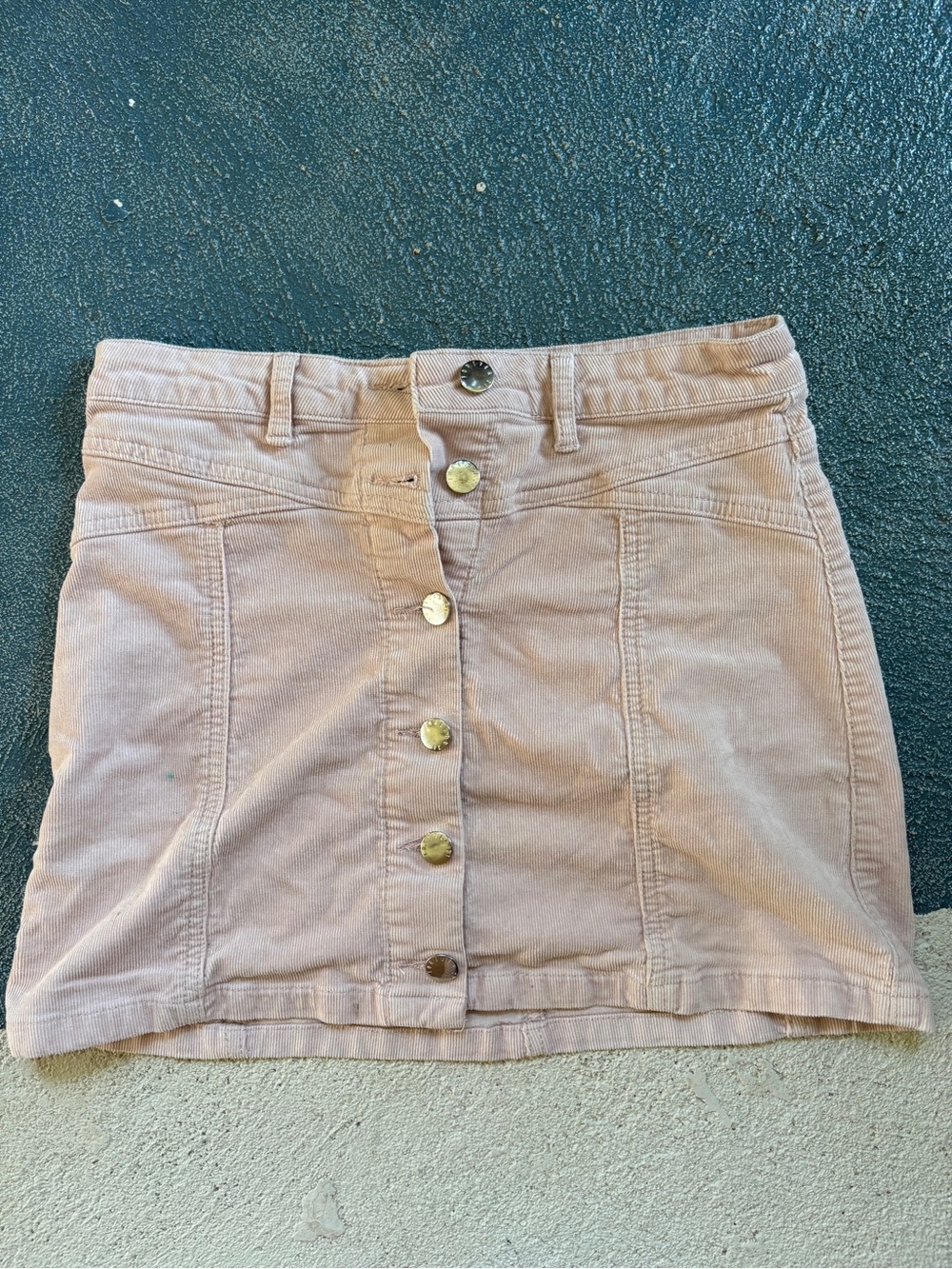 Forever 21 Light Pink Button-Front Corduroy Mini Skirt